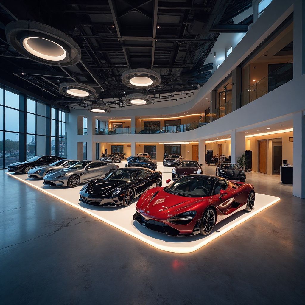 Interior de nuestro showroom principal en Madrid con iluminación arquitectónica